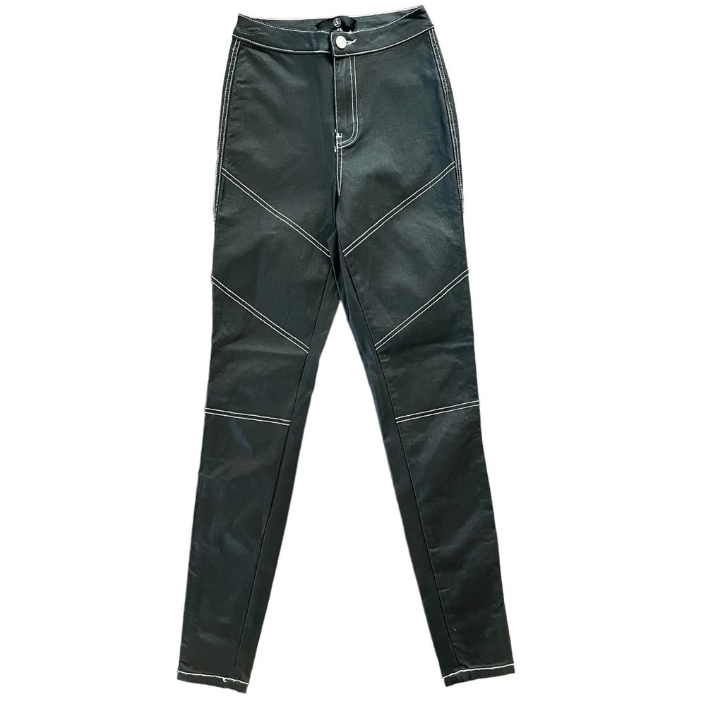 Missguided High Waisted Coated Skinny Pants, Size 4